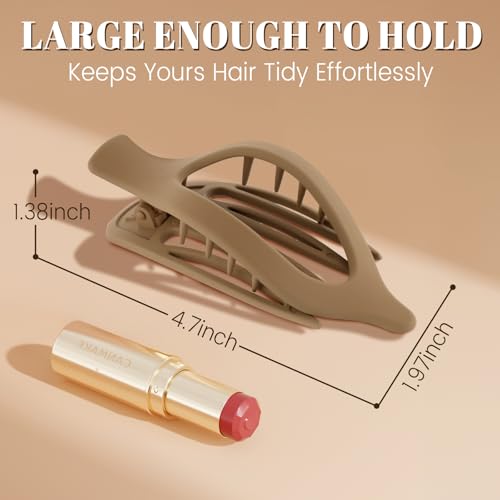 Flat Hair Clips for Women-8Pcs Large Matte No-Slip French Concord Claws, Accessories for Thick & Thin Hair (Neutral, Bundle)