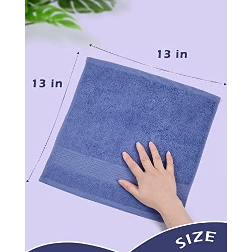 Cleanbear 100% Cotton Wash Cloths 12 Pack Bath Washcloths Facecloths, 13 by 13 Inches Large Bathroom Washcloth Set 12 Assorted Colors (Multi, 12)