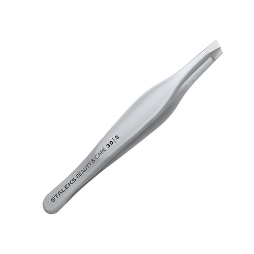 STALEKS BEAUTY & CARE 30 Type 3 Eyebrow Tweezers – Wide Beveled Stainless Steel with Ergonomic Handles for Thick Brows & Home Use