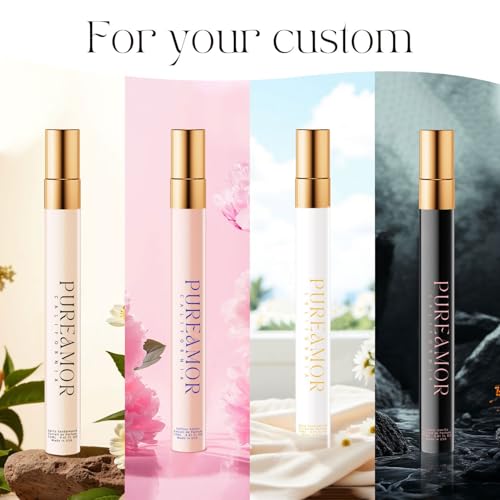 Pheromones Perfumes for Women, Long Lasting 4-pack Perfume Set, Amber Vanilla, Saffron Amber, Woody Citrus, Spicy Sandalwood, 1.64fl. Advanced Travel Cologne Spray for Men & Women