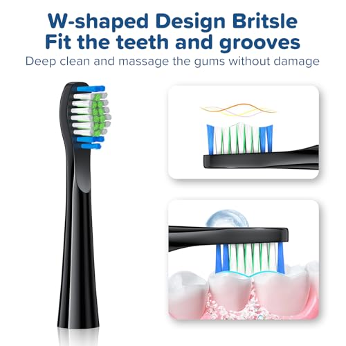 Replacement Toothbrush Heads 10 Pack Compatible with Bitvae Daily D2 Rechargeable Toothbrush, for D2 Toothbrush Heads Refills, Black