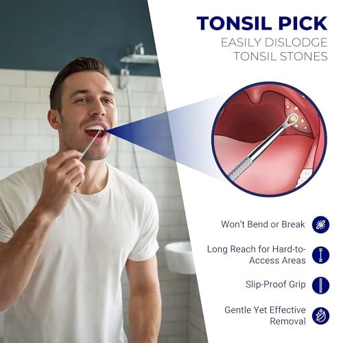 Oravix Tonsil Stone Remover Tool Pack of 2, Metal Tonsil Stone Removal Tool, 7¡¯¡¯ Surgical-Grade Stainless Steel Metal Pick with 10 Soft Silicone Tips, Fight Bad Breath, Safe & Easy