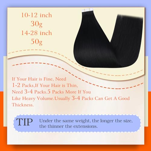 Full Shine Black Tape in Hair Extensions Human Hair 28Inch Human Hair Extensions Tape in 50G Long Silky Straight Extension Color 1 Jet Black Seamless Skin Weft 20Pcs Real Remy Soft Extension