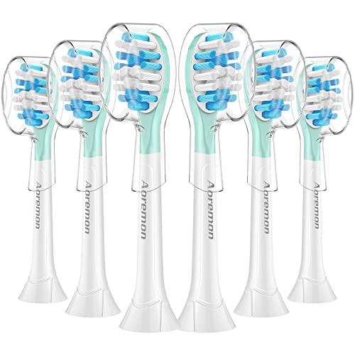 Aoremon Replacement Toothbrush Heads for Philips Sonicare C3 Premium Plaque Control HX9044/65 G3 Gum Care HX9054/65 W3 4100 5100 6100 7500 C1 C2 Flexcare Diamondclean HealthyWhite, 6 Count, White