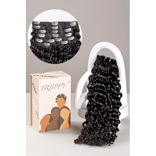 TRIIPPY Raw Hair Clip in Extensions Deep Wave - Triple Lifespan Virgin Hair, 20 Inches - Keep Texture & Smooth After Multiple Washes - 100% Indian Hair