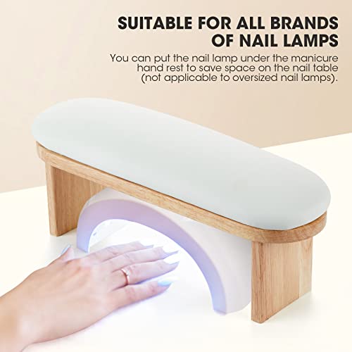 Nail Arm Rest, Professional Adjustable Height Nail Arm Rest Solid Wood with PU Leather Soft High-Density Sponge, Hand Rest for Nails