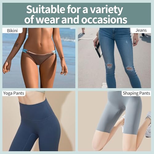 4 Pack Y-Shape Invisible Concealer Pads for Women, Reusable Self-Adhesive Silicone Covers, Seamless Underwear Guard & Smoothing Inserts for Leggings, Yoga Pants, Swimsuits, and Bikinis, Light Nude