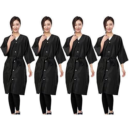 Salon Robes for Clients, Pack of 4, Hair Color Gown Cape for Women & Men, Grooming Smock-Kimono Style, 5 Snaps Closures