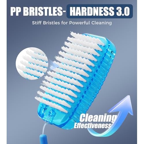 Nail Brush for Cleaning Fingernails, Larbois 2 Pack Two-Sided Extra-Wide Fingernail Brush for Cleaning Stiff Bristles Nail Scrubber Brush Mechanic Hand Scrub Brush with Hanging Rope
