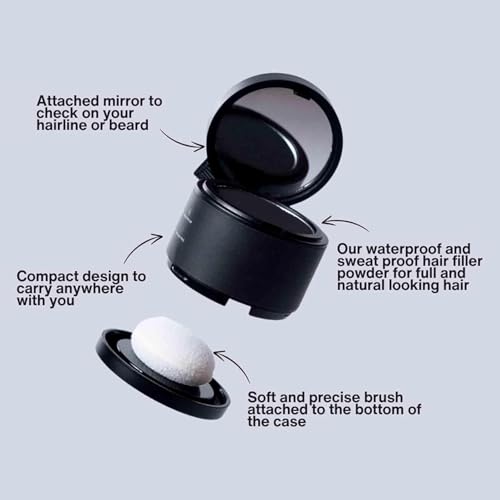 Hairbear Hair Filler, Blissae Hair Filler Powder, HairBear Hair Filler Powder, Natural Hair Thickening Fibers Instant Volume & Scalp Coverage for Thinning Hair (Black)
