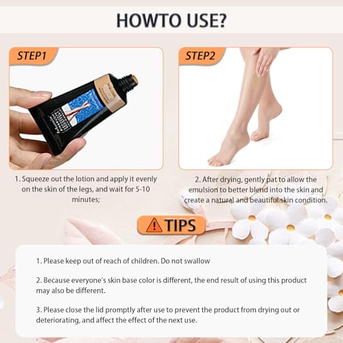 Leg Makeup Waterproof, Smooth Legs, Fade the Skin Color of Legs, Effectively Cover the Scars of Legs and Body, Long-Term Body Foundation Make-up Uniform Skin Skin Beauty Leg Cream