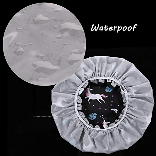 Unicorn Shower Caps, Double Layers Bath Hat for Women Girls to Cover Long and Thick Hair, Reusable Waterproof Bonnet 4 Pack