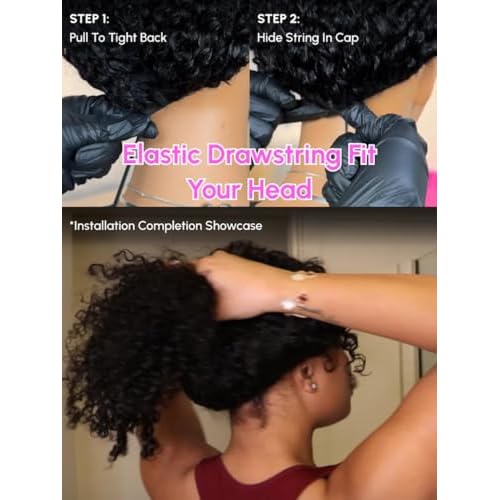 UNICE EasiContour V Part Wigs Human Hair Jerry Curly Glueless Wigs Human Hair Clip in Vpart Wig Minimal Leave Out Upgrade U Part Human Hair Wig Beginner Friendly 18 inch