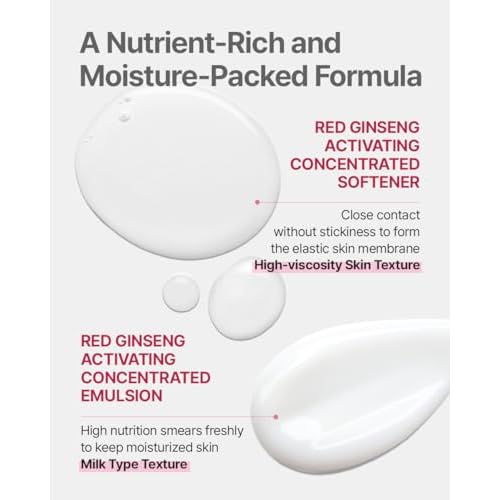 Donginbi Red Ginseng Activating Concentrated Set - Vegan Firming & Skin Barrier Repair Toner(4.4 floz) & Essence(4.4 floz), Moisturizer for Face, Korean Ginseng Skin Care Set Gifts for Women