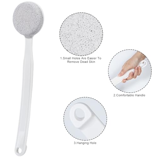 Pumice Stone for Feet with Long Handle 13.7", Hard Skin Callus Remover, Scrubber and Exfoliator for Dead Dry Skin, Softer & Smoother Feet, Pedicure Tool (Curved)