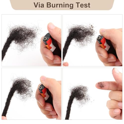 Handmade Human Hair Dreadlocks, 0.6cm/20strands Dreadlock Extension 100% Full Handmade Permanent Dreadlock Extension for Women/Men/Kids Can Be Dyed Bleached 18 inches Color 4#
