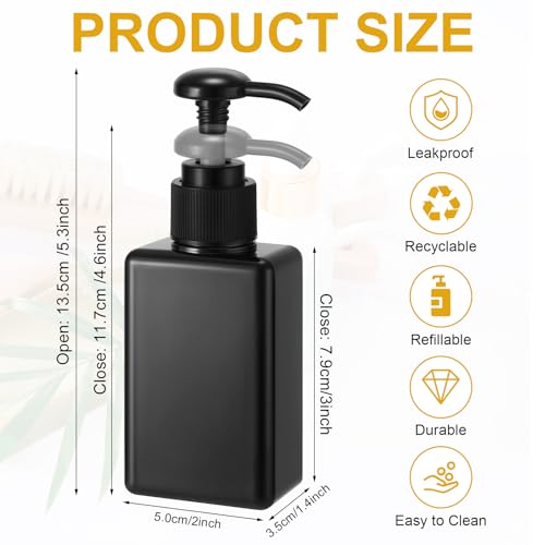 Domensi 50 Pcs 100ml /3.4 oz Pump Bottle Mini Travel Bottles Small Dispenser Containers Plastic Pump Lotion Dispenser Empty Square Travel Size Containers Toiletries (Whole Black)