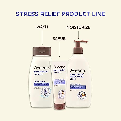 Aveeno Stress Relief Body Wash for Women, Calming Lavender Scent & Prebiotic Oat, Cleanser for Sensitive Dry Skin, Paraben, Dye & Soap-Free, 33 Fl Oz