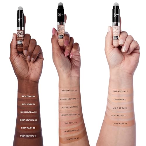 IT Cosmetics Bye Bye Dark Spots Concealer + Brightening Serum ? 2% Niacinamide, Hyaluronic Acid & Caffeine - Medium Coverage, Natural Finish, All Skin Types - 0.22 fl oz