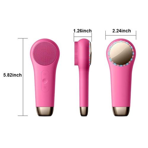 Rechargeable Electric Facial Cleansing Brush – Silicone Face Scrubber with Vibrating Technology for Deep Cleansing & Exfoliation, Waterproof, Gentle on Skin, Suitable for Men & Women (red)