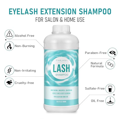 600ml Lash Shampoo Bulk, Eyelash Cleanser for Extensions, Safe Makeup Remover, Non-irritating or Burning Formula Eyelid Foaming Cleanser Best for Professional Salon and Home Use (Unscented)
