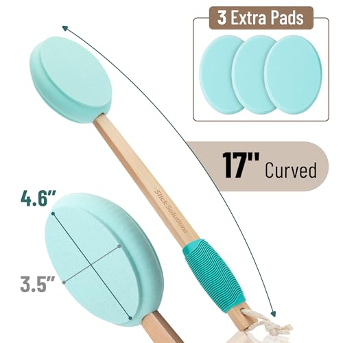 Slick- Lotion Applicator with 3 Extra Pads, 17 Inch, Green, Back Applicator Lotion, Certified Organic, Easy Reach Washable, Self Tanner for All Skin Tone