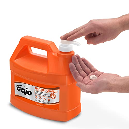 GOJO NATURAL ORANGE Pumice Hand Cleaner, 1 Gallon Quick Acting Lotion Hand Cleaner with Pumice Pump Bottle (Pack of 4) - 0955-04