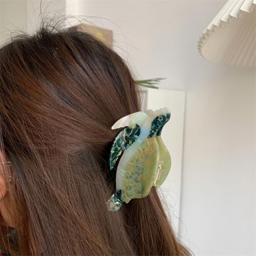 Fashion Sea Turtle Hair Clip,Acetate Hair Claw,Small Hair Clips for Women,Green