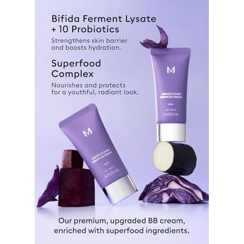 MISSHA M PERFECT COVER SERUM BB CREAM No.23 Natural Beige-Light/Medium with Cool/Neutral Undertone, BB Cream by Cardi B Pick, Skin Tint, Tinted Moisturizer, Skin Care Foundation Makeup, 1.18 Fl oz