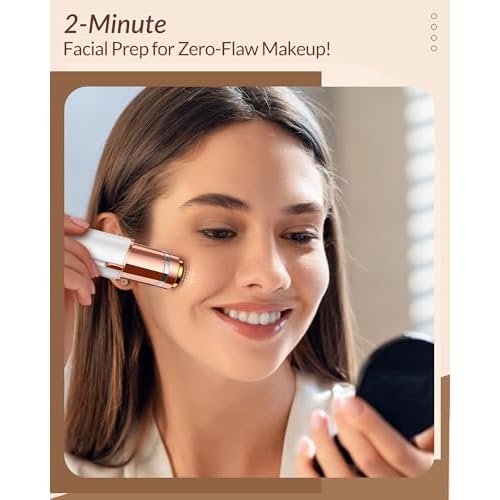Facial Hair Removal for Women: Painless Rechargeable Face Shaver Electric Hair Remover Device for Peach Fuzz Upper Lip Chin (White)