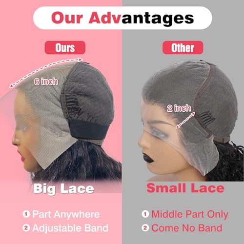 30 Inch 13x6 Deep Wave Lace Front Wigs Human Hair HD Full Lace Frontal Wigs Pre Plucked Bleached Knots 180% Density Deep Curly Human Hair Wig Natural Color