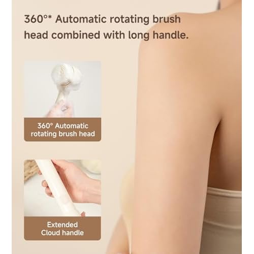Electric Body Scrubber Bath Brush- for Exfoliating and Massage, IPX7 Waterproof for Showering, Cordless and Rechargeable, Spinning Skin Cleansing Brush with 5 Attachments