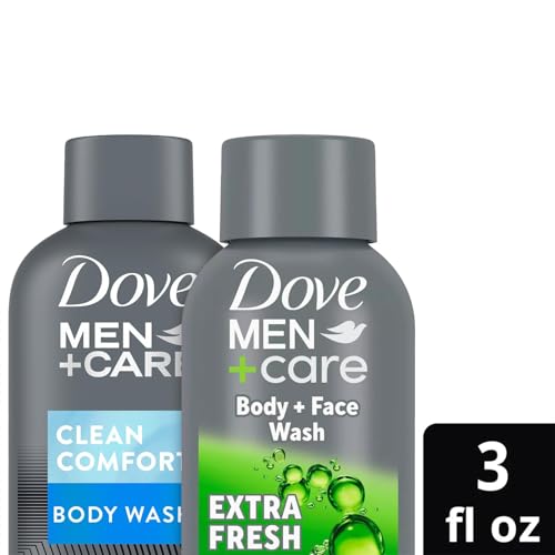 DOVE MEN + CARE Body & Face Wash Variety 2-Pack ??Extra Fresh + Clean Comfort, Travel Essentials, 3 Oz Ea