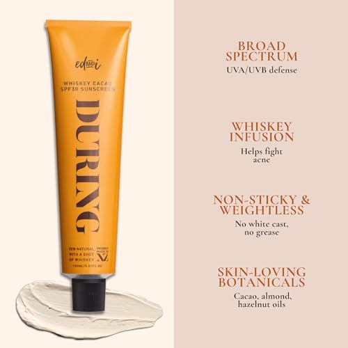 ed&i DURING Sunscreen Lotion for Body, SPF 30 Broad Spectrum Full Body Sun Screen w/UVA & UVB Protection, Moisturizing & Lightweight. Whiskey Cacao Scent ? 5.07 oz