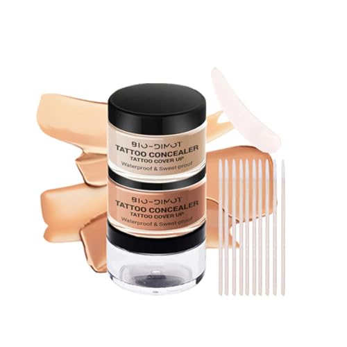 Tattoo Cover Up, Waterproof Concealer Makeup Cream, Skin Concealer Set for Tattoos/Scars/Birthmarks/Dark Spots/White Spots, Suitable for Both Men and Women-2 Color