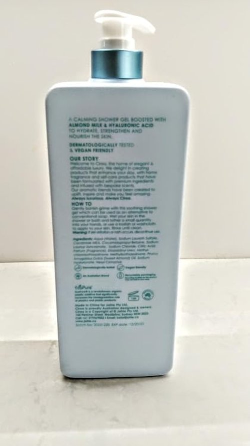 Ciroa, Almond Milk & Hyaluronic Acid, SHOWER GEL, Hydrate & Nourish, 33.8 fl oz 1,000ml (Pack of One)