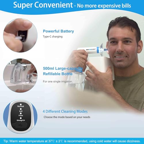 BOCOOLIFE Electric Ear Wax Removal Kit ? Water Flushing Irrigation System Ears Flush Cleaner Powered Cleaning 4 Pressure Settings, Safe & Effective Ear Cleaning for Adults, Includes 5 Tips