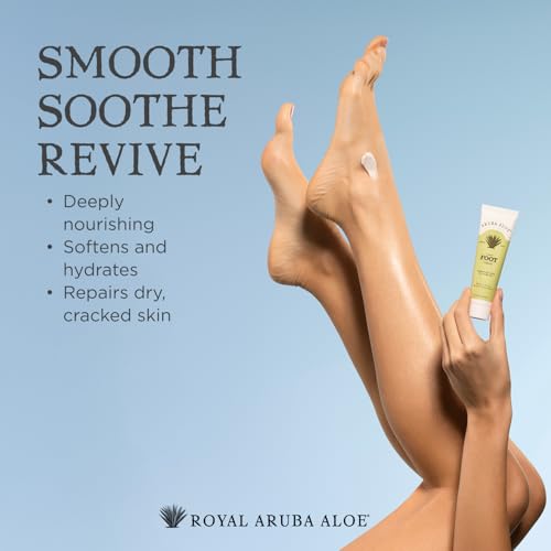 Royal Aruba Aloe Luxe Foot Cream - Nourishing and Hydrating Formula with Minty Scent - 6 Oz tube