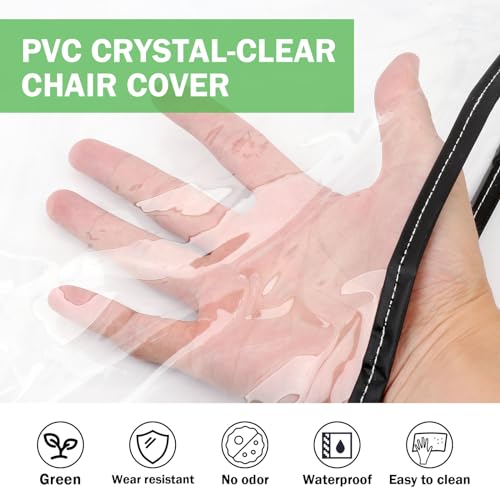 Salon Chair Cover - 20"x 15"x 4.5"Seat Covers Black,Salon Chair Covers Protectors,Square Salon Chair Covers Protectors fits Most Salon Chairs,Reinforced Precision Stitched Clear Covers (1)