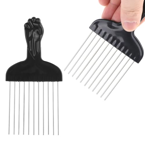 Hair Picks for Curly Hair, 1 Pcs Metal Hair Pick for Black Men Afro Pick Comb Detangling Wig Braid Hair Styling Tool for Women and Men