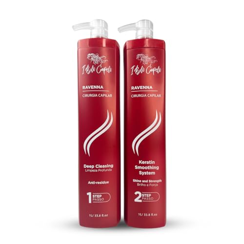 I Belli Capelli Ravenna Professional Keratin, Long-lasting Straightening Effect - Cirugia Capilar - Celulas Madres Straightener System - 2x1L/33.8