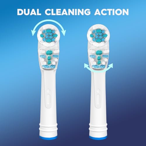 Dual Clean Replacement Brush Heads Compatible with Oral B Pro 1000,Vitality & Most Electric Toothbrush Models - 4 Count