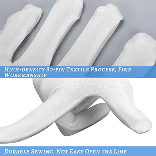 3Pairs Cotton Gloves for Dry Hands Sleeping, White Cotton Eczema Gloves Breathable Machine Washable Cloth for Men and Women