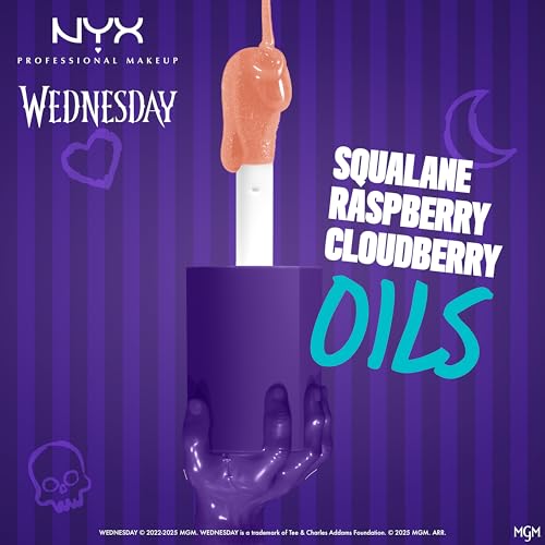 NYX PROFESSIONAL MAKEUP Wednesday Color-Shifting Lip Oil, Moisturizing, Tinted, and Non-Sticky Lip Gloss with up to 12HR Hydration - Moonshifted