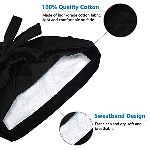 Fesciory Adjustable Working Caps with Button & Sweatband, Women Ponytail Pouch Hats, Long Hair