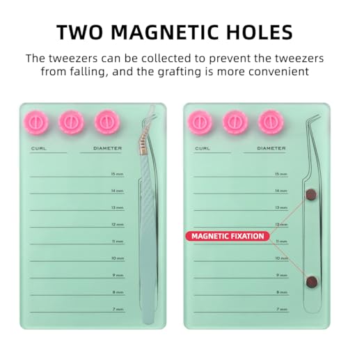 Acrylic Eyelash Extension Pallet Kits, Grafting False Eyelash Organizer Extension Pad Lash Tray,Magnetic Tweezer Holder - Durable Eyelash Extension Storage Organizer (Pink sets)