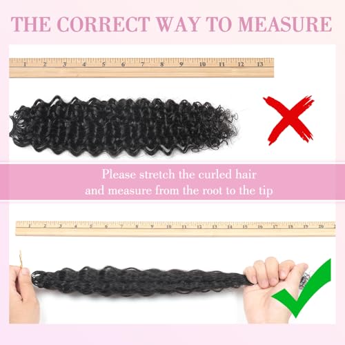 Crochet Human Hair for Black Women 120g 100 Strands 18 Inch Curly Human Hair Crochet Bundles Lightweight Pre-Separated Feather Crochet Hair Wet and Wavy Invisible Crochet Hair Extensions Kit 1B#
