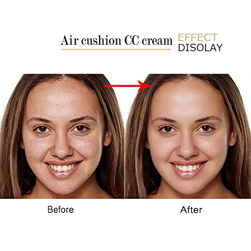 Mushroom Head Air Cushion CC Cream, Moisturizing Concealer, BB Cream Makeup Base, Long Lasting with Mushroom Makeup Sponge, Easy to Apply (01#, Lvory)