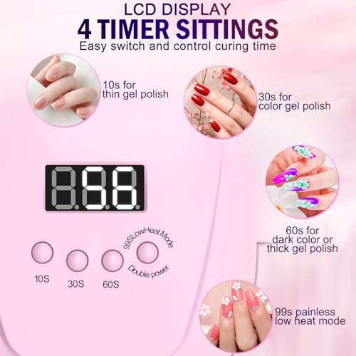 Nail Lamp, NAILGIRLS 268W LED UV Professional Fast Curing Nail Light for Nails Gel Polish Nail Dryer with 4 Timer Setting & LCD Display Screen, Auto Sensor