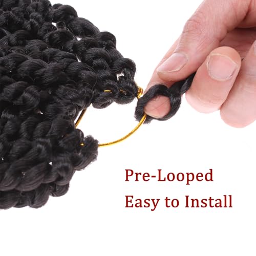 Xtrend 8 Packs Passion Twist Crochet Hair 10 Inch Pre Twisted Natural Black Passion Twist Hair,Pre-looped Crochet Braids Hair For Women Bohemian Synthetic Passion Braiding Hair Extension (8packs, 1B#)